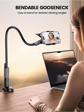 Lamicall Gooseneck Universal Phone Holder. Cell Mount Clamp Clip, Black. New.